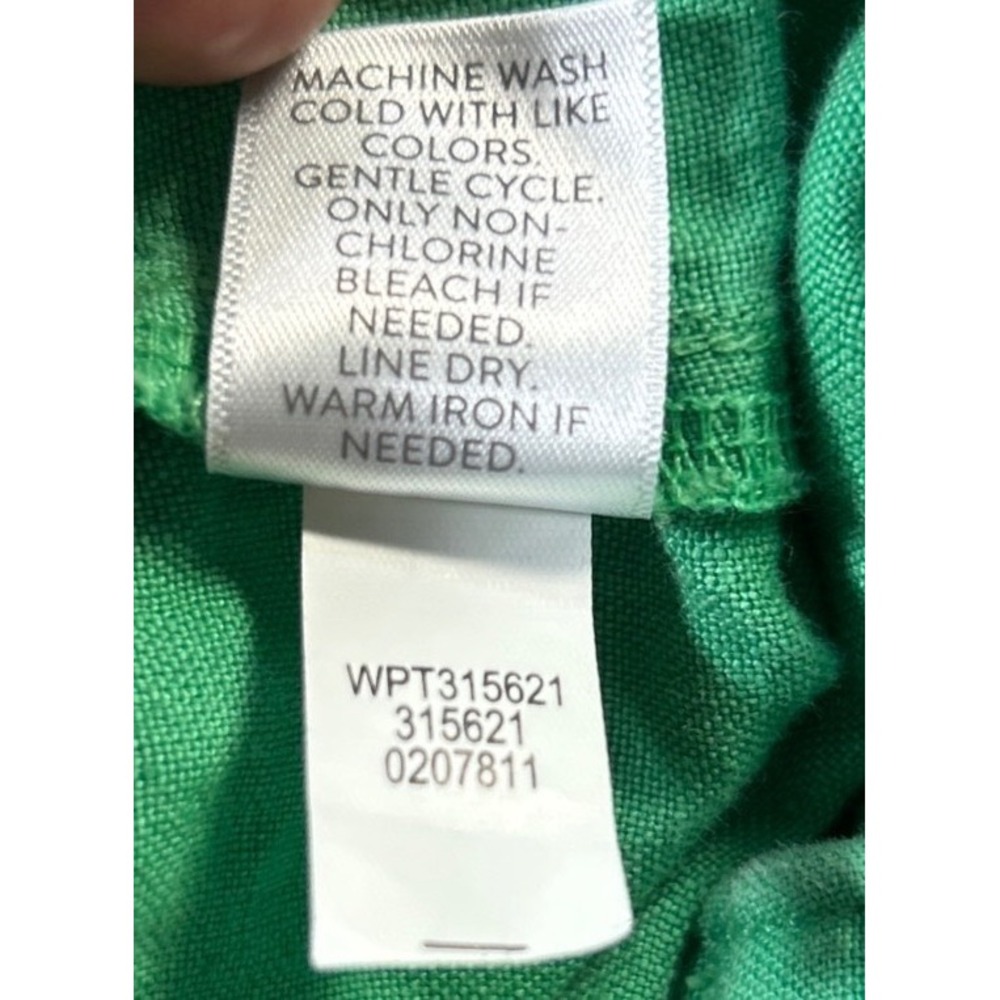J Jill 100% Linen Cropped Pants Sz M Green Straight Leg Boho Coastal Lagenlook - Picture 9 of 9